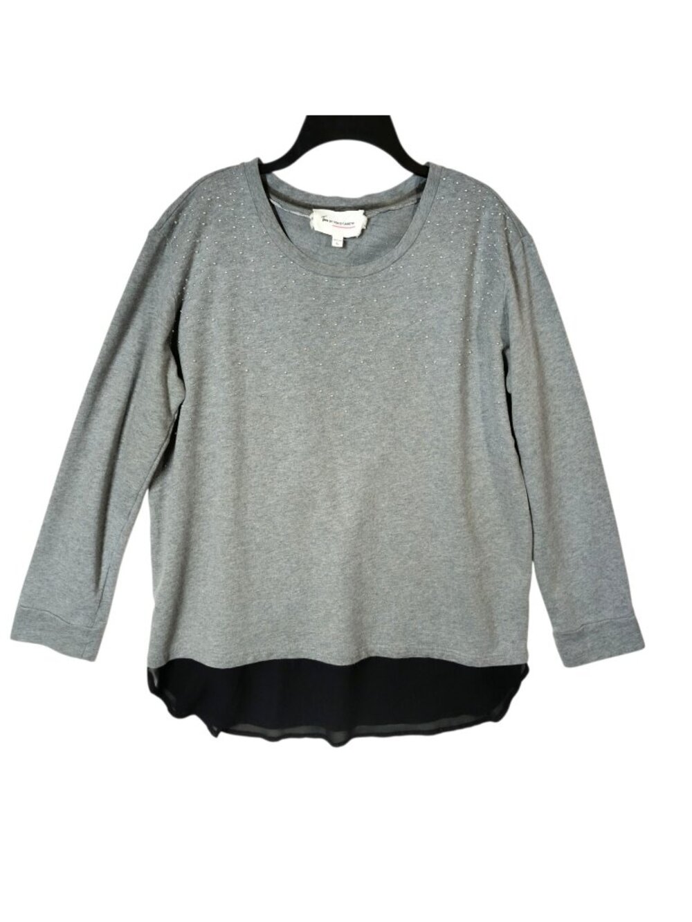 Two by Vince Camuto Sweatshirt Skirted Layered Embellished Women's Size XL